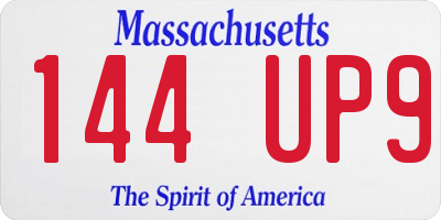 MA license plate 144UP9