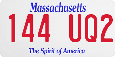 MA license plate 144UQ2