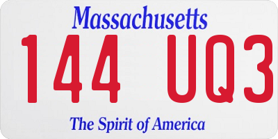 MA license plate 144UQ3