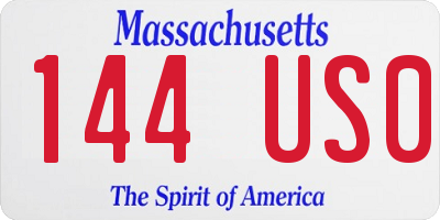 MA license plate 144US0