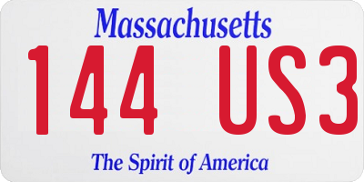 MA license plate 144US3