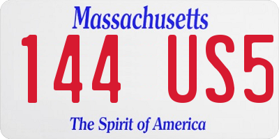 MA license plate 144US5