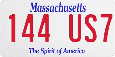 MA license plate 144US7