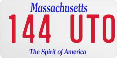 MA license plate 144UT0