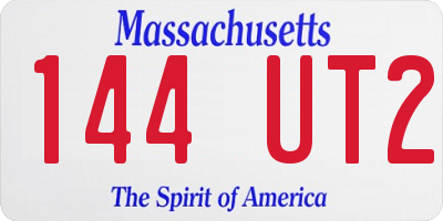 MA license plate 144UT2