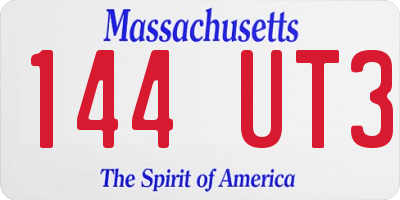MA license plate 144UT3