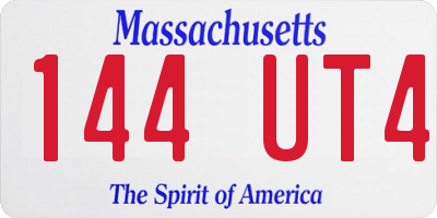 MA license plate 144UT4