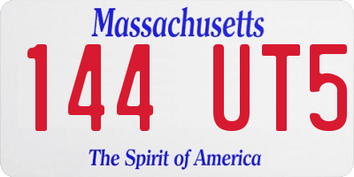 MA license plate 144UT5