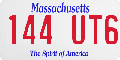 MA license plate 144UT6
