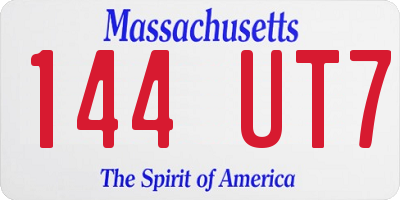 MA license plate 144UT7