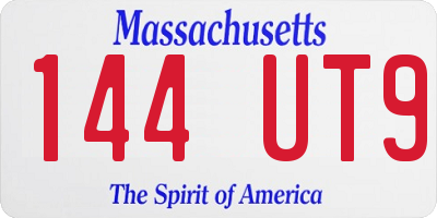 MA license plate 144UT9