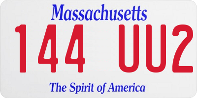 MA license plate 144UU2