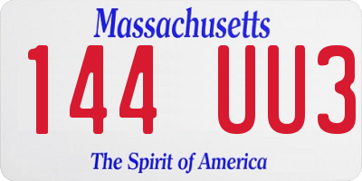 MA license plate 144UU3
