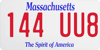 MA license plate 144UU8