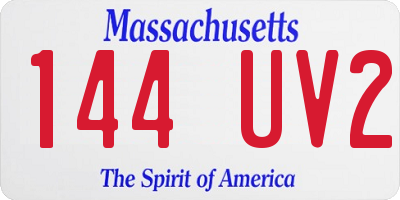 MA license plate 144UV2