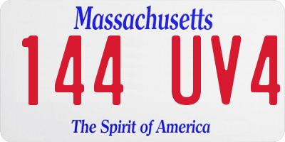 MA license plate 144UV4