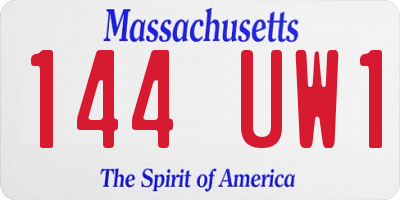 MA license plate 144UW1