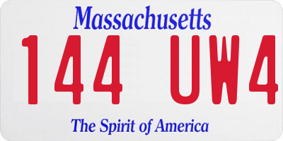 MA license plate 144UW4