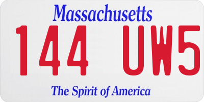 MA license plate 144UW5