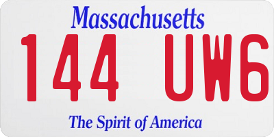 MA license plate 144UW6