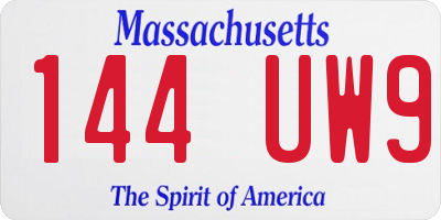 MA license plate 144UW9