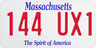 MA license plate 144UX1