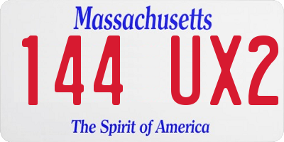 MA license plate 144UX2