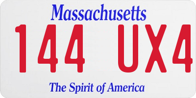 MA license plate 144UX4