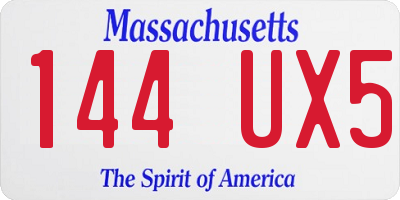 MA license plate 144UX5