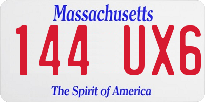 MA license plate 144UX6