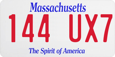 MA license plate 144UX7