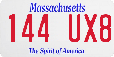 MA license plate 144UX8