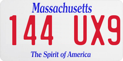 MA license plate 144UX9