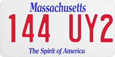 MA license plate 144UY2