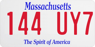 MA license plate 144UY7