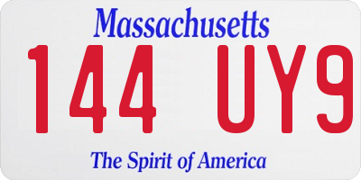 MA license plate 144UY9