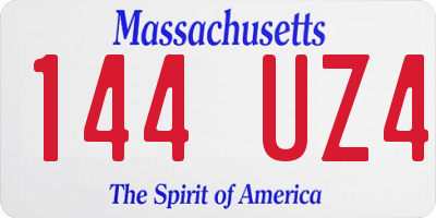 MA license plate 144UZ4