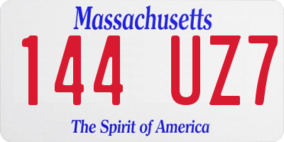 MA license plate 144UZ7