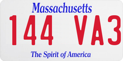 MA license plate 144VA3