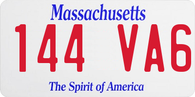 MA license plate 144VA6