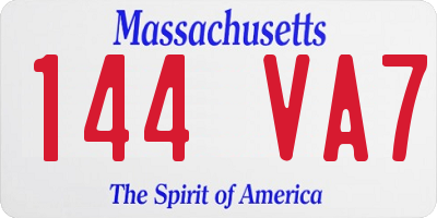 MA license plate 144VA7