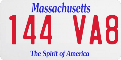 MA license plate 144VA8
