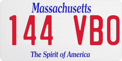 MA license plate 144VB0