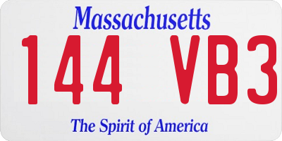 MA license plate 144VB3