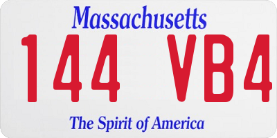 MA license plate 144VB4