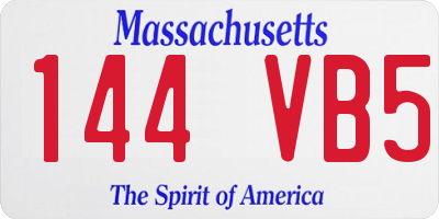 MA license plate 144VB5