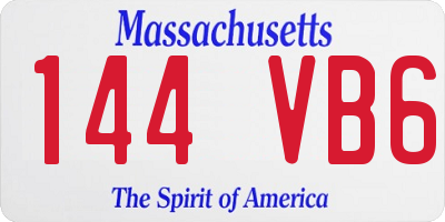 MA license plate 144VB6