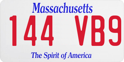 MA license plate 144VB9