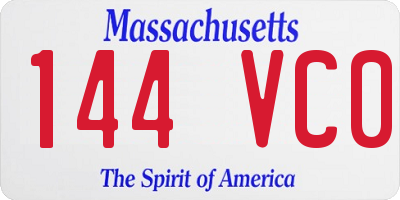 MA license plate 144VC0