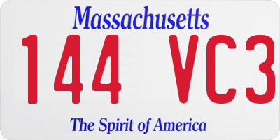 MA license plate 144VC3